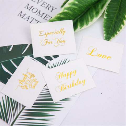Penjualan langsung pabrik, desain sederhana, kartu ucapan bronzing, kartu harapan terbaik mini dengan stamping emas