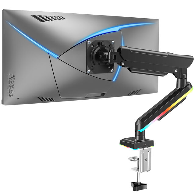 Soporte de monitor RGB de 22-32 pulgadas con luces RGB, brazo para monitor de computadora, montaje en escritorio