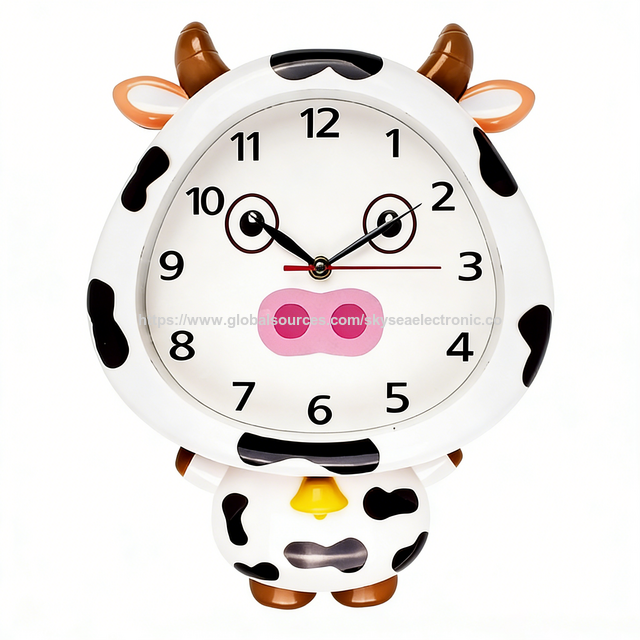 Reloj de Pared de Vaca de Dibujos Animados al por Mayor #15119 con Diseño Lindo para Oficina, Hogar y Uso Infantil for sale at factory direct price