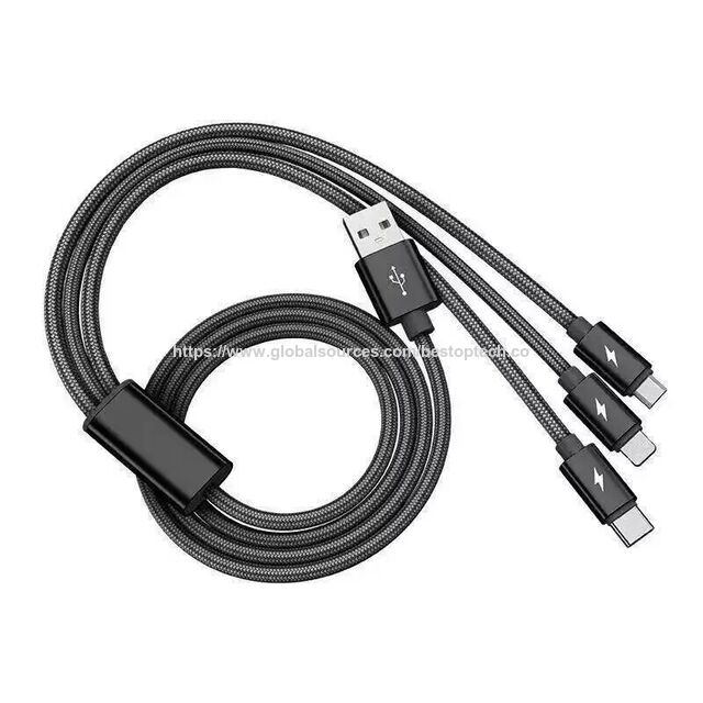 Cabo USB C 3 em 1 Personalizado de Fábrica, Ângulo Reto, Carregamento Rápido, Certificado CE para Smartphone for sale at factory direct price