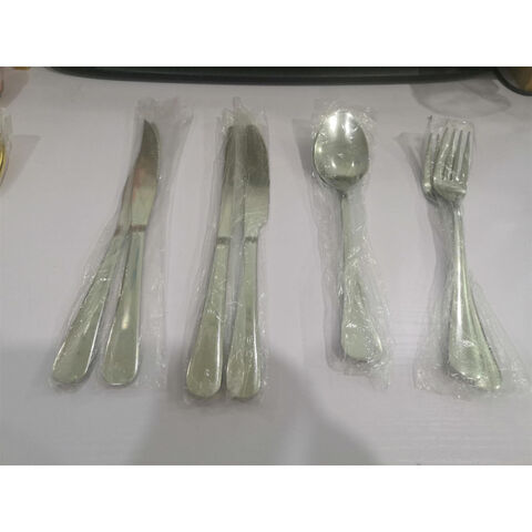 Juego de cubiertos de acero inoxidable de 4 piezas para restaurantes, venta al por mayor para bodas