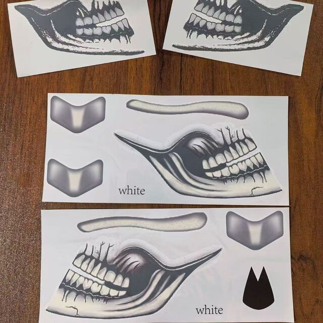 Gruselige Skelett Mund Tattoo Aufkleber | Halloween Vampirzähne Gesicht Kunst für Horror Cosplay