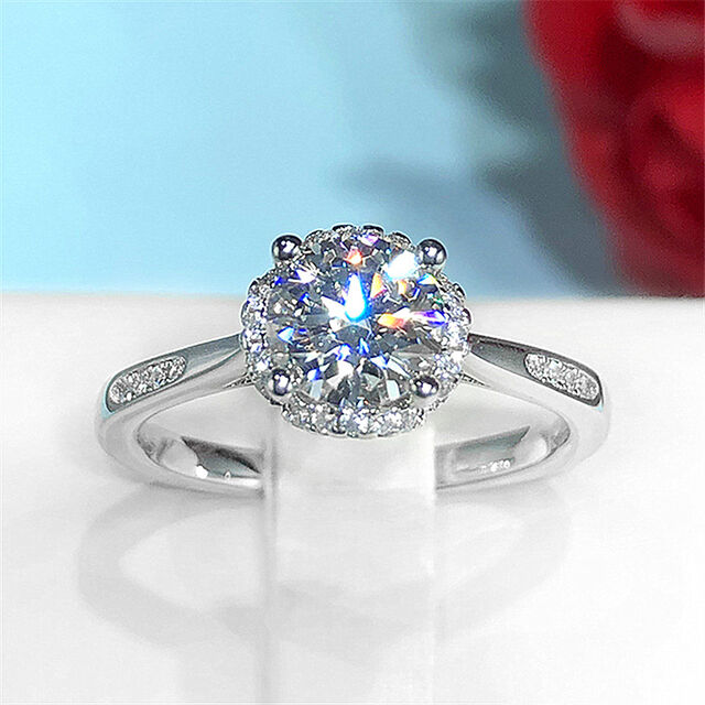 Bagues en diamant véritable d'un carat, moissanite simulée, vrai diamant, huit cœurs et huit flèches