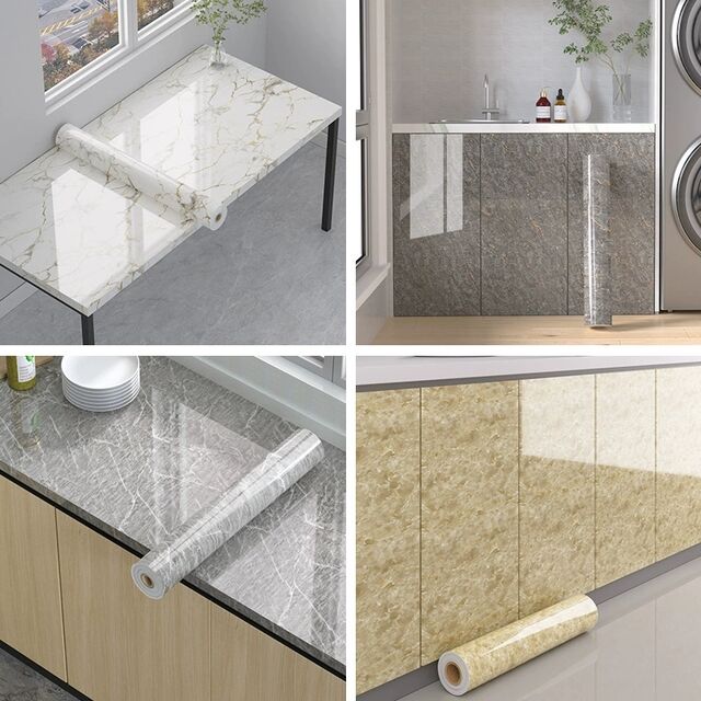 Papel tapiz autoadhesivo grueso impermeable para azulejos de cerámica, pegatina de pared para decoración de gabinetes, estufas y escritorios, a prueba de aceite para cocina