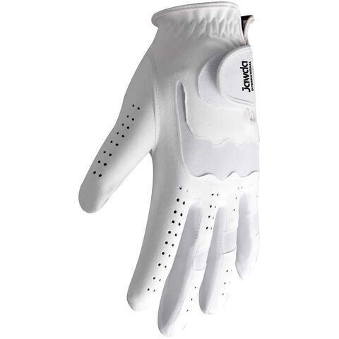 Guantes de golf de cuero Cabretta blanco bordado para mano izquierda for sale at factory direct price