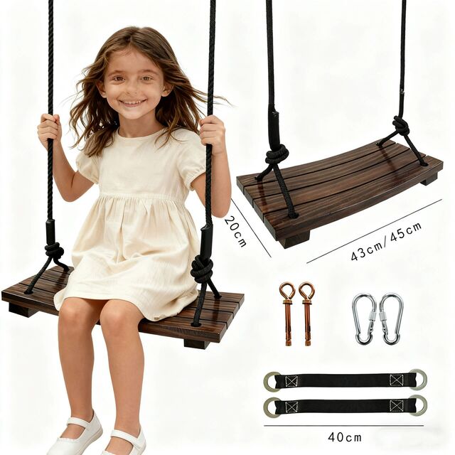 Kinderschaukel für Innen/Außen, Hof, Balkon, Baby-Biegebrett, geschwungene Schaukelsitz, Massivholz for sale at factory direct price