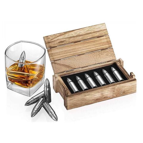 Getränke-Box-Set mit Stahl-Whisky-Kühlsteinen