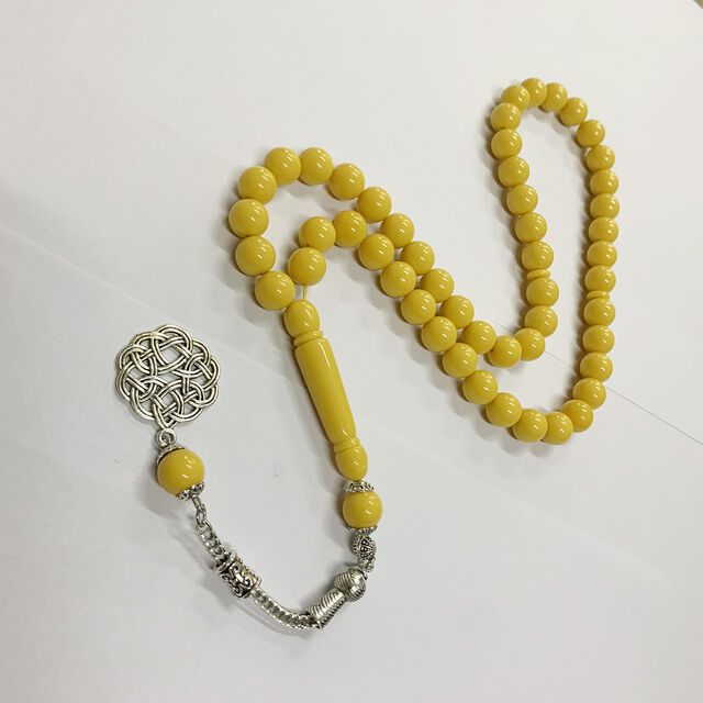 Ábacos de Oración de Resina Personalizados - Tasbih Hecho a Mano, Pulsera de Cuentas para Contar a Mano, Amarillo-Verde, 10mm