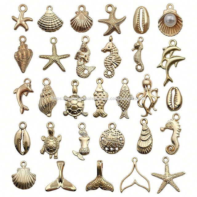 Muschel-Anhänger DIY Schmuckkomponenten aus Legierung: Meeresleben-Anhänger & Verbinder Seestern-, Schildkröten- und Muschel-Charms for sale at factory direct price