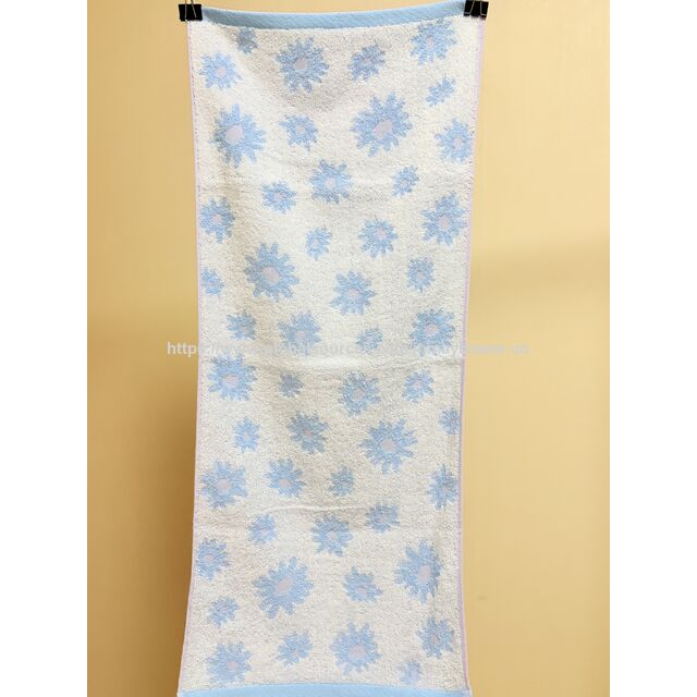 Toalha facial 100% algodão Jacquard azul e branco com flocos de neve para salão de beleza, spa, praia, sauna, viagens e academia com borda branca