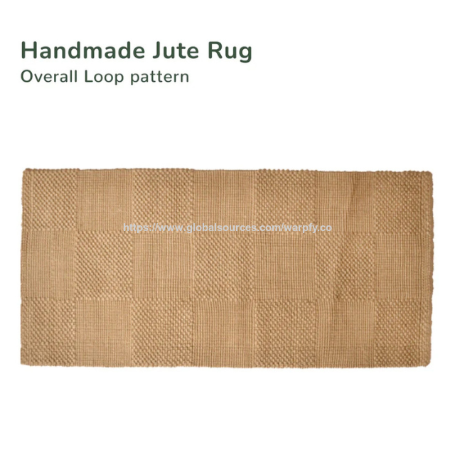 Tapis en Jute Naturel Durable avec Motif Tuile en Boucles 5 Plis - ODM/OEM Personnalisable à Prix d'Usine pour Couverture de Cuisine et d'Entrée