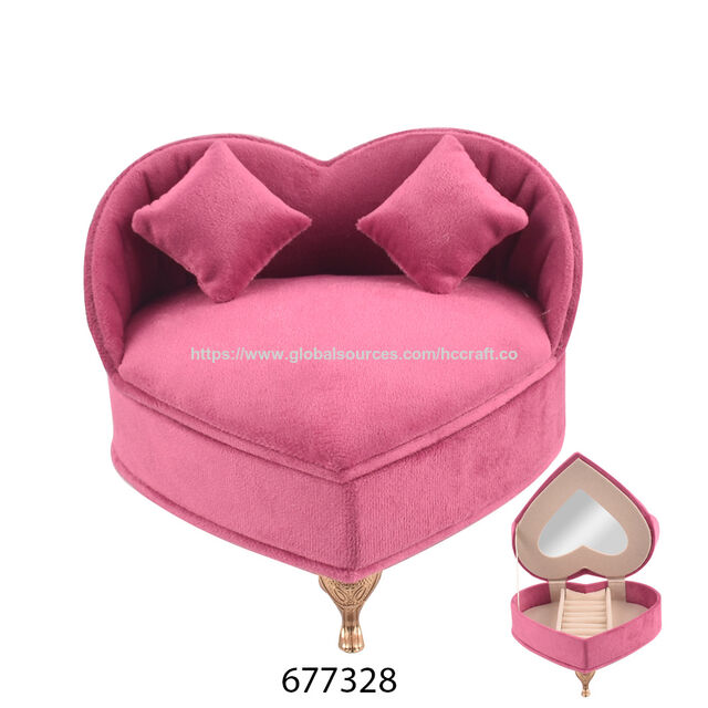 Rechteckige niederländische Flanell-Schmuckschatulle mit Kordelzugverschluss, Sofa-Accessoire, Aufbewahrungsringbox für Schmuck mit Spiegel