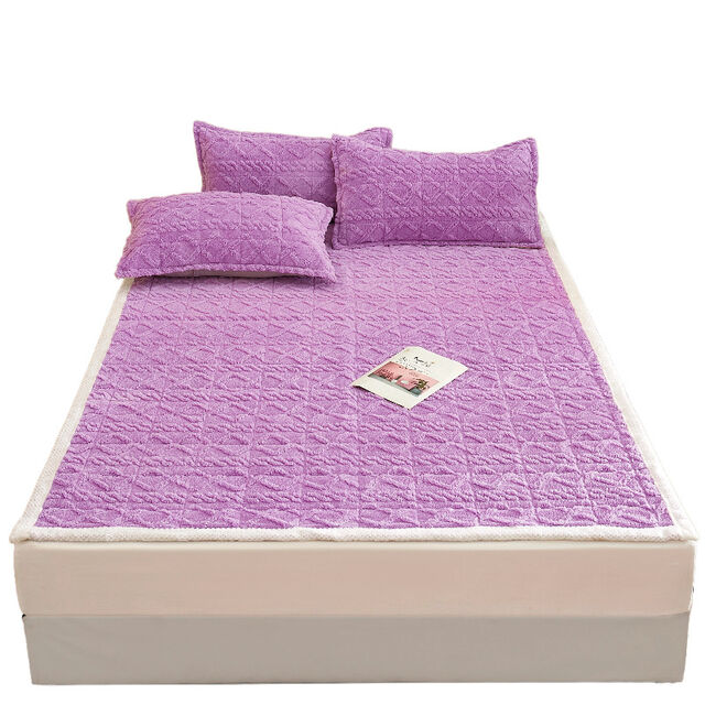 Cobertura de Colchão Grossa de Veludo Leite, Quente de Inverno, Acolchoada, Macia de Coral Fleece, Tapete de Cama