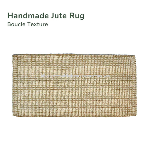 Tapis en jute durable personnalisable à prix usine, blanc/beige, avec texture bouclée 5 plis pour cuisine/entrée, fabrication ODM/OEM.