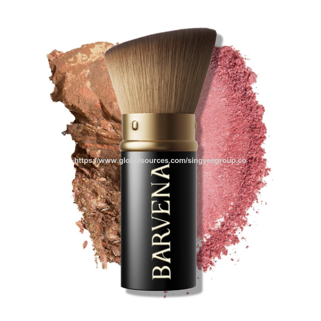 Brocha de maquillaje portátil extensible para colorete, polvos sueltos, base, contorno y herramientas de maquillaje