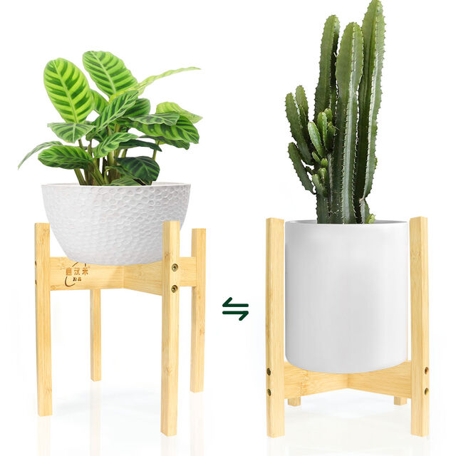 Adjustable Bamboo Plant Stand Extendable Height Flower Pot Holder For 9 ...