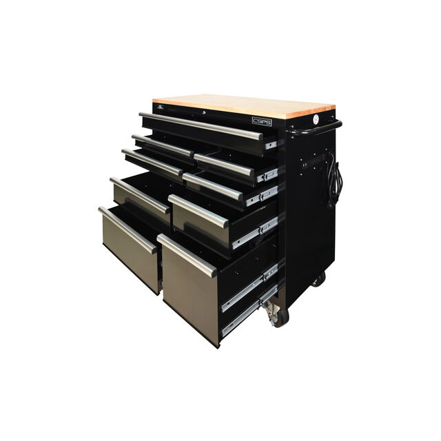 Großhandel OEM Schwerlast-Werkzeugschrank mit 10 Schubladen, 680kg Traglast, 104cm mit Holzplatte für Werkstatt und Garage