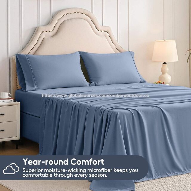 Ensemble de Draps Premium en Microfibre à Effet Rafraîchissant, Poches Profondes, Vente en Gros