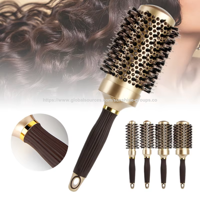 Set de Peines Rulos para el Cabello con Mango Antideslizante, Antideslizante, Marrón, Múltiples Formas, para Alisar y Masajear