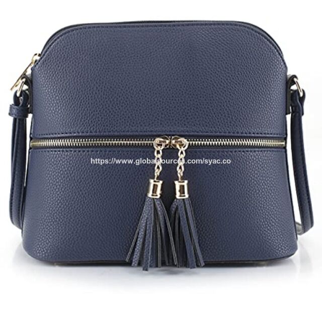 Lightweight Medium Dome Crossbody Bag Shoulder Bag with Tassel | Zipper Pocket | Adjustable Strap for sale at factory direct price