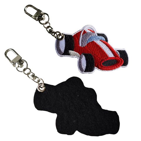 Custom Double Side Embroidered Key Chain jacquard weave design bag charm for sale at factory direct price