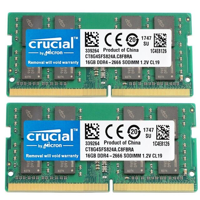 Kit de RAM Crucial de 32GB DDR4 (2x16GB) y muchas otras capacidades