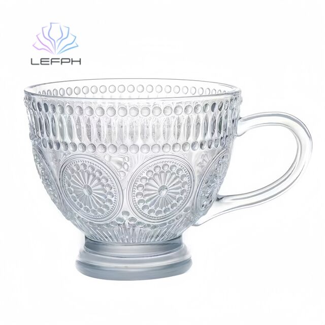 Lefph Classic Vintage Glass Milk Mug with Handle Retro Drinking Cup for Milk, Coffee, Water for sale at factory direct price