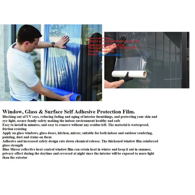 Filme Protetor PE Azul Transparente OEM para Janelas e Paredes Cortina de Vidro, Proteção Temporária de Superfície Anti-Risco for sale at factory direct price