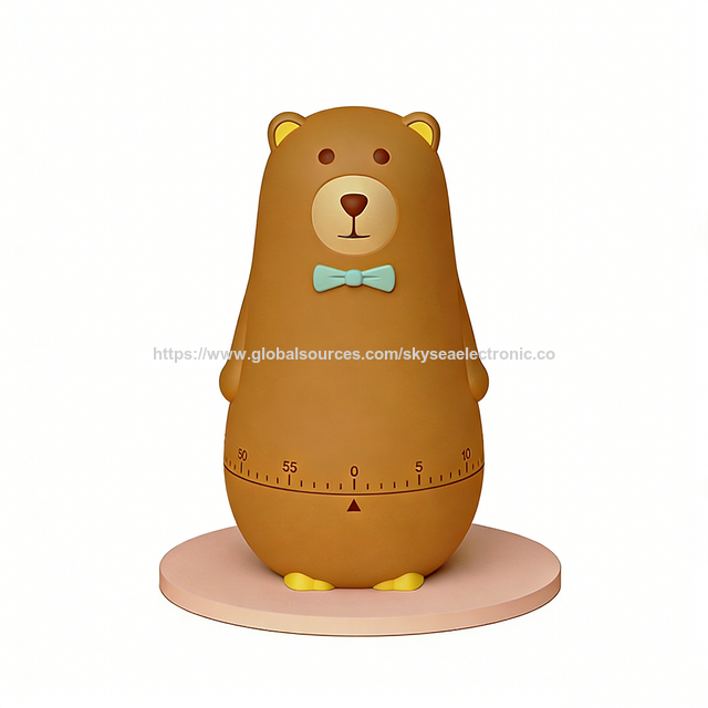 Temporizador Mecánico de Silicona con Diseño de Oso Lindo #SD001 - Ideal para Oficina, Hogar, Cocina y Niños for sale at factory direct price