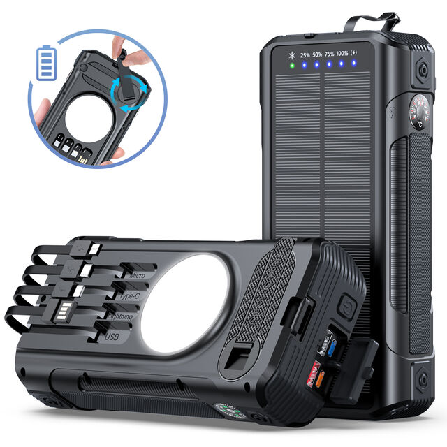 OEM+ ABS+ Solar POWER BANK 40000mah 360 ROTATION HAND CRANKED CHARGING BUILT-IN COMPASS & THERMOMETER CHARGE 7DEVICES