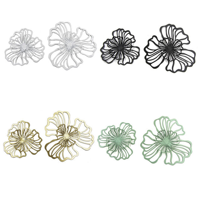 Decoração de Parede Pendurada em Metal Oco com Flores de Dupla Camada Multicolorida - Arte Floral de Ferro para Sala de Estar, Quarto, Hotel, Decoração de Casa