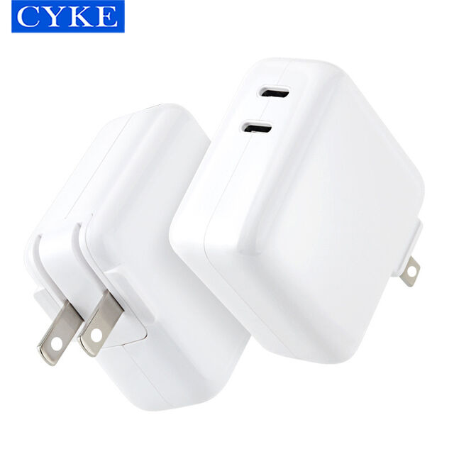 شاحن CYKE 18 واط مناسب لـ iPhone 14 Pro Max بمنفذين Type-C، معتمد من ETL للشحن السريع K16 for sale at factory direct price