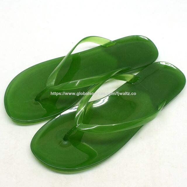 Women's Transparent Jelly Flip Flops, Summer Beach PVC Sandals-Green