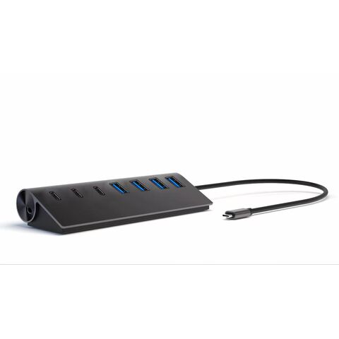 7-Port USB 3.0 Hub Typ C, fünf USB 3.0 Datenports und zwei DC 5V/4A Ladeports, kompatibel mit Windows/macOS/Linux