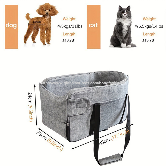 Asiento de coche para perros pequeños, asiento elevador para mascotas con consola central para coche, asiento para cachorros para perros pequeños