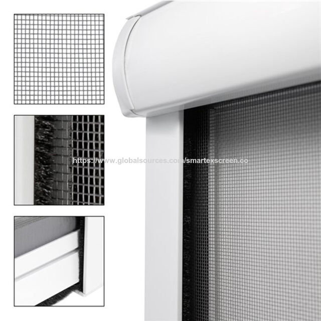 Mosquitera Retráctil de Fibra de Vidrio de Venta Caliente con Marco de Aluminio, Malla para Moscas Corredera y Plegable, Ventana Enrollable