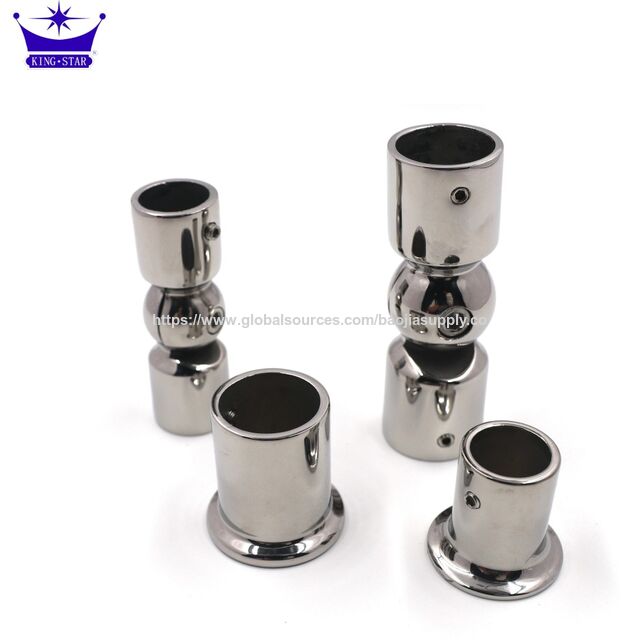 Adjustable Stainless Steel Rod Connector Polished Finish Heavy Duty Frame Hardware for Secure Curtain and Display Rack Mounting