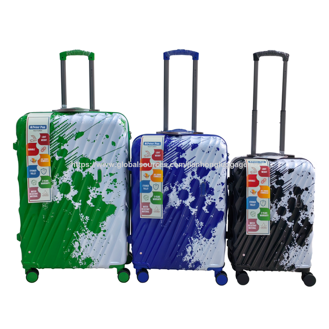Custom Printed ABS+PC Hard Shell Travel Luggage Set Spinner Wheel Carry on Luggage Promotional Business Suitcase Maleta