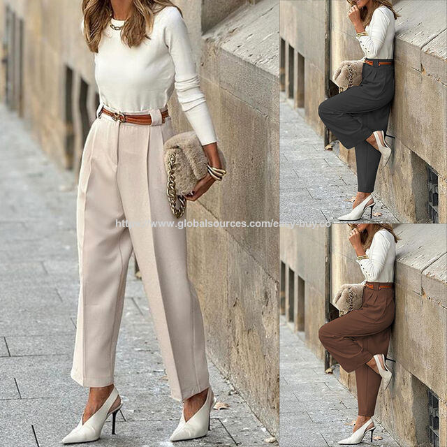 Women's formal pants Temperament, solid color, versatile, high waist for sale at factory direct price