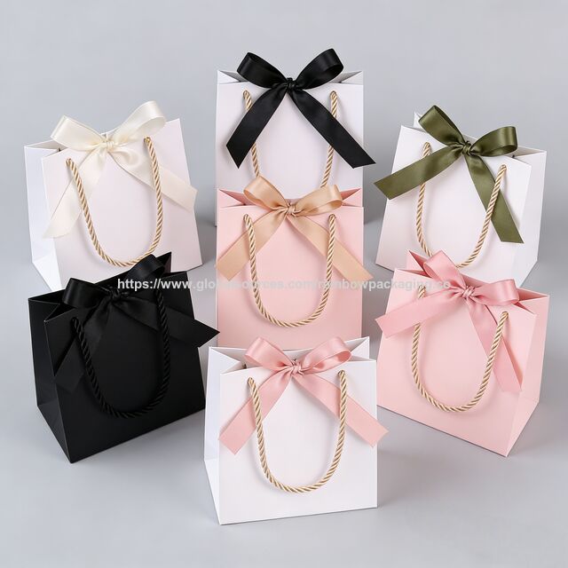 Wholesale Various Color Paper Shopping Bags White Art Paper Jewelry Bag Lamination for Wedding Rings Glasses Watches for sale at factory direct price