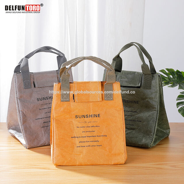 DELFUN TORO - Sacoche Glacière Portable Imperméable en Papier Tyvek Lavable pour Emballage et Pique-niques, Voyage Léger
