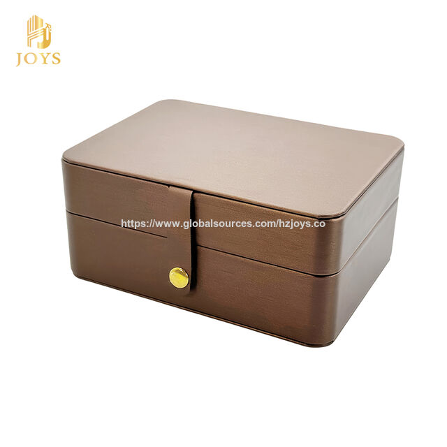 Caja de Almacenamiento de Joyería Personalizada de Fábrica de Alta Gama para Anillos, Pendientes, Pulseras y Collares, Caja de Embalaje de Joyería de Cuero PU Cepillado for sale at factory direct price