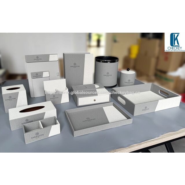 Fournitures d'Hôtel en Cuir pour Salle de Bain d'Hôtel 5 Étoiles de Luxe. Ensemble d'Accessoires d'Hôtel de Luxe en Cuir. Ensembles pour Chambre d'Invités. for sale at factory direct price