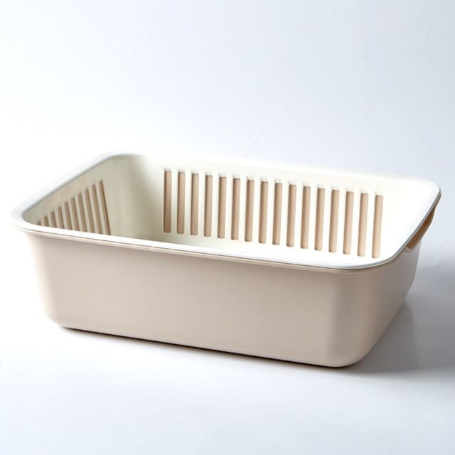 Cesta Drenante de Cocina Grande Multifuncional de Doble Capa, Cuenco para Lavar y Almacenar Frutas y Verduras