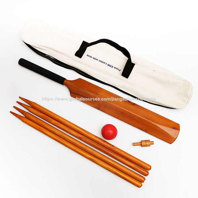 Conjunto de Críquete Premium de Madeira para Crianças e Adultos - Taco Durável de Madeira de Choupo, Stumps e Bola Macia - Brinquedo Esportivo de Treinamento Interno/Externo for sale at factory direct price