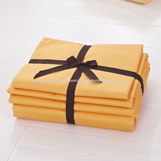 Ensemble de Literie 4 Pcs 100% Coton Blanc et Coloré, Design de Draps d'Hôtel Outlet d'Usine
