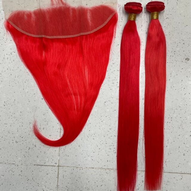Peluca Frontal HD 13x4 con Extensiones de Cabello Rojo, Venta al por Mayor - Cabello Humano 100% Natural, Sin Enredos ni Caída for sale at factory direct price