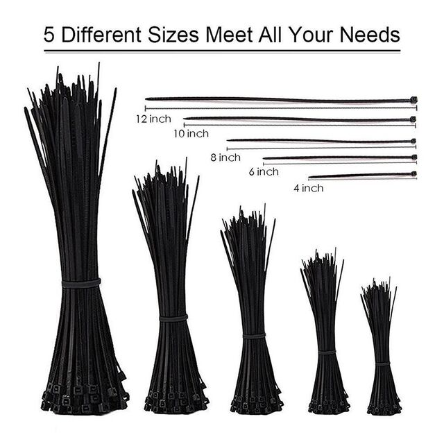 Serre-câbles en Nylon Noir 4.8x300mm 100pcs, Serre-câbles autobloquants pour la gestion des fils à la maison et au bureau