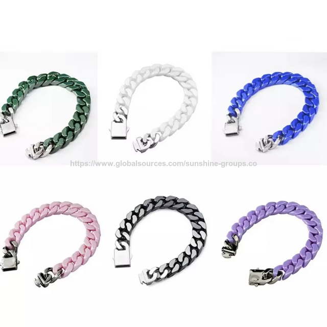 Pulsera de cadena cubana en blanco y negro, venta al por mayor de joyería de pulsera de cadena cubana de Miami. for sale at factory direct price