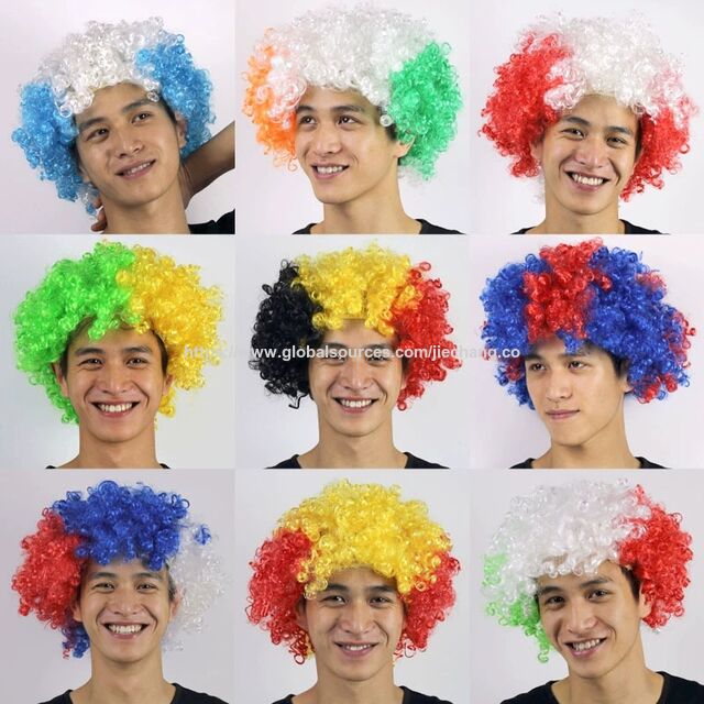 Afro-Perücken in Nationalflaggenfarben für Europameisterschafts- und Weltcup-Fans, Party- und Karnevals-Requisiten